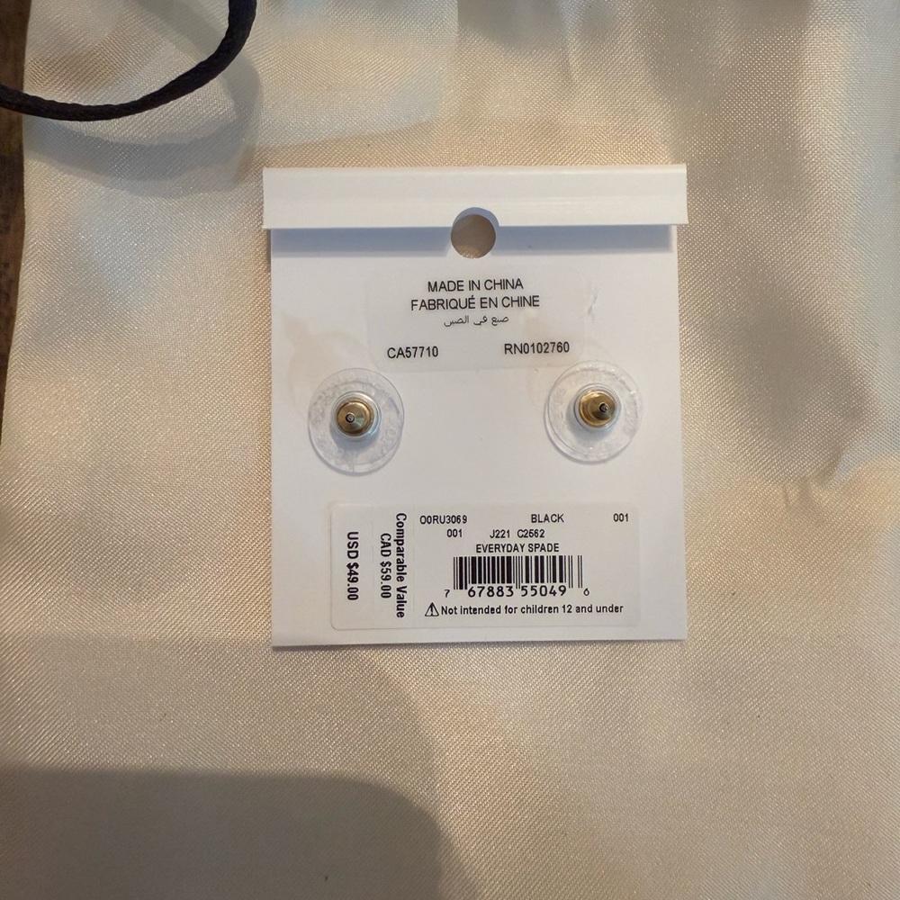 Kate Spade Black and Gold Stud Earrings - Picture 2 of 2
